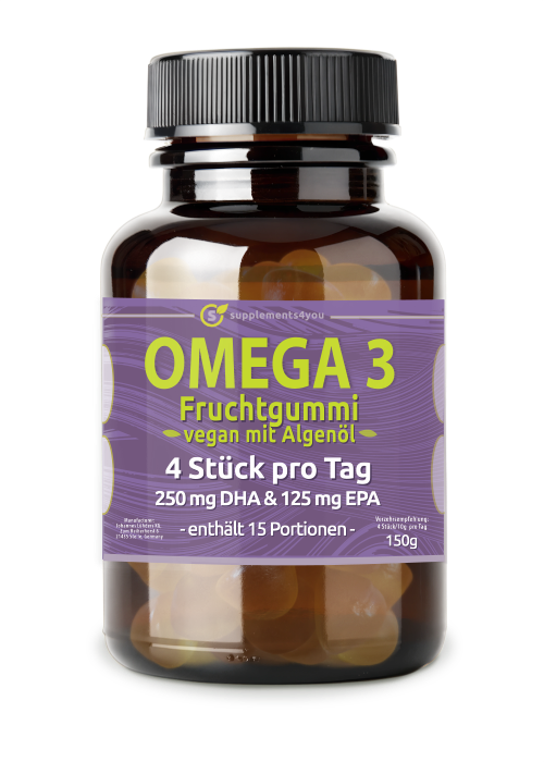 Omega 3 vegan fruit gummies with algae oil